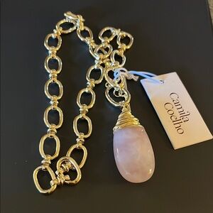 Camila Coelho Gold Pink Quartz Necklace